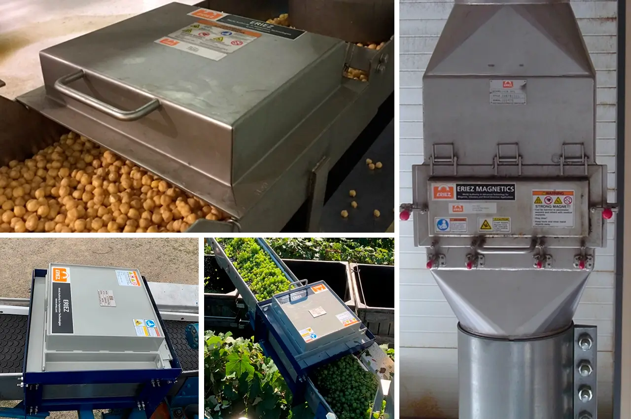 Placas magnéticas y separadores Eriez en procesos de granos y materias primas, blindaje técnico para la inocuidad alimentaria.